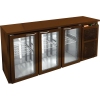 Стол холодильный, L1.84м, без борта, 3 двери стекло, ножки низкие, +2/+10С, пластификат коричневый, дин.охл., агрегат справа, увеличенный объем