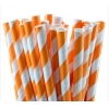 Трубочки для напитков бумажные D 6мм L 197мм полоска оранжевый/белый