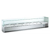 Витрина холодильная настольная, горизонтальная, для топпингов, L1.20м, 5GN1/4, +2/+8С, стат.охл., нерж.сталь, верхняя структура стекло