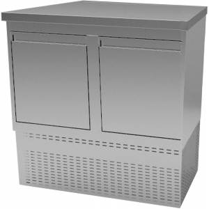 Стол холодильный, GN1/1, L0.97м, без борта, 2 двери глухие, ножки, 0/+8С, нерж.сталь, дин.охл., агрегат нижний