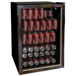 Шкаф холодильный для напитков (минибар), 128л, 1 дверь стекло, 5 полок, ножки, +4/+16С, стат.охл., черный, подсветка
