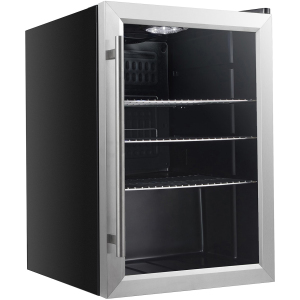 Шкаф холодильный,   62л, 1 дверь стекло, 3 полки, +1/+10С, стат.охл., черный+нерж.сталь, R600a, механ.терморегулятор