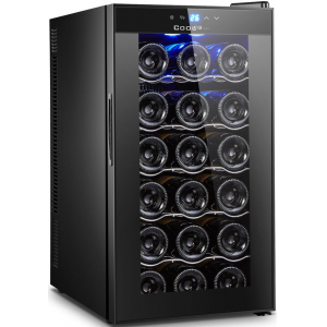 Шкаф холодильный для вина,  18бут., 1 дверь стекло, 6 полок, +8/+18С, термоэлектрический, черный