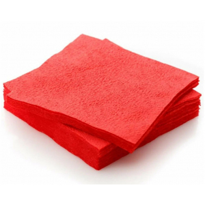 Салфетки бумажные 24х24см однослойные красные