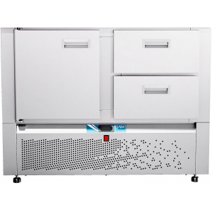 Стол холодильный, GN1/1, L1.07м, без столешницы, 1 дверь глухая+2 ящика, ножки, +1/+8С, нерж.сталь, дин.охл.. агрегат нижний