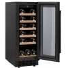 Шкаф холодильный для вина,  19бут. (56л), 1 дверь стекло, 6 полок, +5/+18С, дин.охл., черный, R600a, подсветка