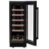 Шкаф холодильный для вина,  19бут. (56л), 1 дверь стекло, 6 полок, +5/+18С, дин.охл., черный, R600a, подсветка
