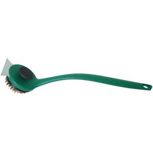 Щетка для чистки решетки гриля, зелёная ручка, скребок нерж.сталь (Без оригинальной упаковки)