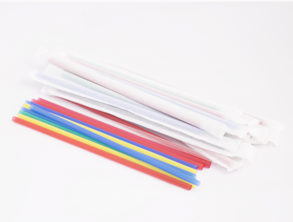 Трубочки для напитков в индивидуальной бумажной упаковке прямые D 7мм L 240мм пластик цветные