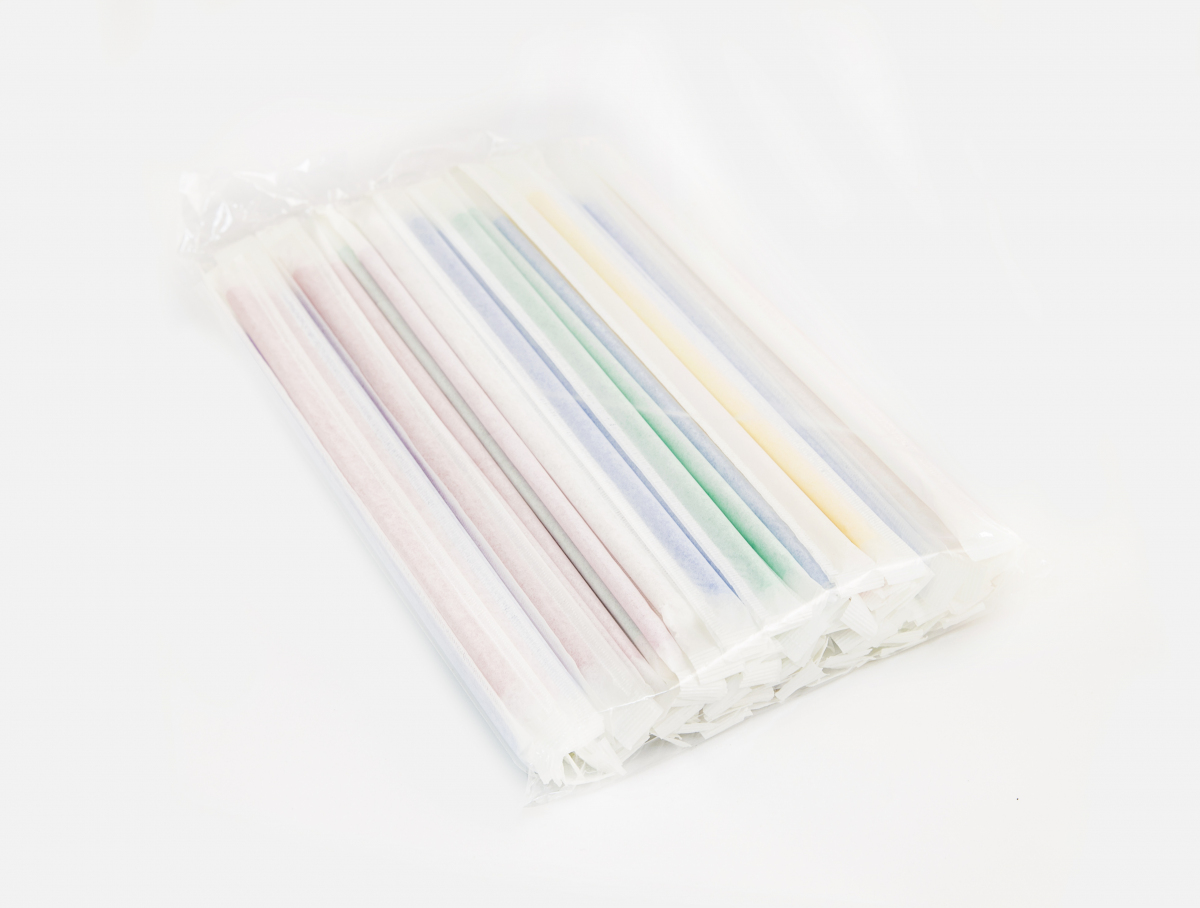 Трубочки для напитков в индивидуальной бумажной упаковке прямые D 7мм L 240мм пластик цветные
