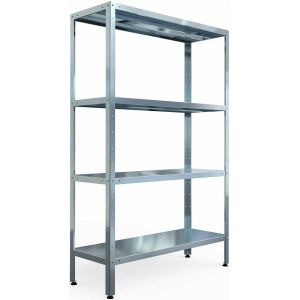 Стеллаж кухонный,  600х400х1800мм, 4 полки сплошные оцинк.сталь 0.7мм, разборный, стойки уголок оцинк.сталь Assum 128669