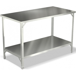 Стол производственный, 1100х700х850мм, без борта, закрытый, двери-купе, сварной, каркас труба нерж.430, ст.нерж.430, 1 полка сплошная appetiTT 139323
