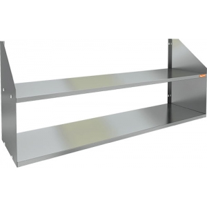 Полка настенная,  900х400х180мм, открытая, 1 уровень сплошной, нерж.сталь 430, разборная, косынки вверх HICOLD 151169