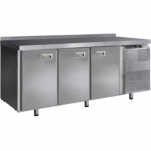 Стол холодильный, GN1/1, L1.20м, без борта, 2 двери глухие, ножки, -3/+8С, нерж.сталь, дин.охл., агрегат слева Финист 170499