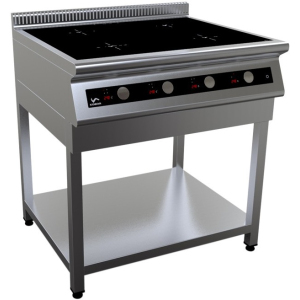 Плита электрическая напольная, 4 конфорки 4х2.8кВт, поверхность сплошная чугунная, шкаф духовой электрический конвекционный, пароувлажнение Kobor 172048