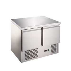 Стол холодильный, GN1/1, L1.20м, без борта, 2 двери глухие, ножки, -3/+8С, нерж.сталь, дин.охл., агрегат слева Hurakan 185043