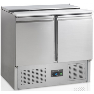 Стол холодильный саладетта, GN1/1, L1.00м, без борта, 2 двери глухие, ножки, +2/+10С, нерж.сталь, дин.охл., агрегат нижний, R134a, гнездо GN1/3+GN1/1 Tefcold 185508