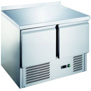 Стол холодильный, GN1/1, L1.20м, без борта, 2 двери глухие, ножки, -3/+8С, нерж.сталь, дин.охл., агрегат слева Hurakan 249029