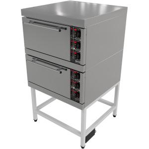 Шкаф жарочный, электрический, напольный, 2 камеры 8х(530х470мм), управление электромеханическое, стенд открытый, камера углер., корпус (лицо) нерж. Gabino 276638