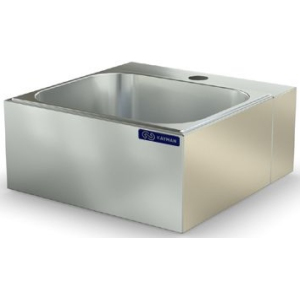 Рукомойник напольный,  500х600х870мм, 1 мойка 400х400х150мм цельнотян., борт, нерж.304, закрытый, 1 дверь распашная, разборный, каркас нерж.304, педал Kayman 278044