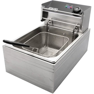 Фритюрница электрическая настольная, 1 ванна  6л, управление электромеханическое, кран для масла, 2 решетки, 1 крышка-полка EKSI 287879