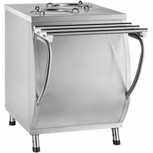 Мармит электрический для вторых блюд напольный, L1.50м, 2GN1/1+2GN1/2+3GN1/3, нагрев паровой, +85С, нерж.сталь, стенд закрытый, 2 полки нейтр., напр. Abat 44146