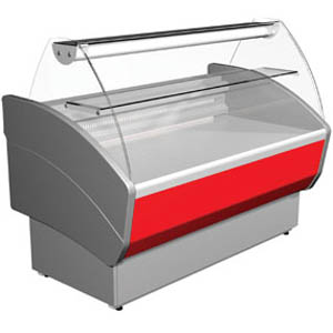 Витрина холодильная CARBOMA G85 SV 1,5-1 GRAY&STEEL+RAL3020 (ВХСр-1,5 ЭКО)