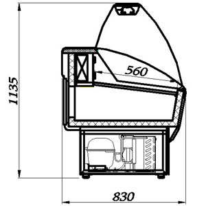Витрина холодильная CARBOMA G85 SV 1,5-1 GRAY&STEEL+RAL3020 (ВХСр-1,5 ЭКО)
