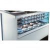 Витрина холодильная напольная, горизонтальная, кондитерская, L1.25м, 2 полки стекло, +4/+8с, дин.охл., б/отделки, подсветка LED