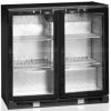 Стол холодильный д/напитков, 191л, 2 двери стекло распашные, 4 полки 395х330мм, ножки, +2/+10С, чёрный, стат.охл.+вентилятор, R600a, подсветка