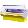 Витрина холодильная напольная, горизонтальная, L1.30м, -1/+5С, дин.охл., желтая, стекло фронтальное гнутое
