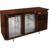 Стол холодильный, L1.39м, без борта, 2 двери стекло, ножки, +2/+10С, пластификат коричневый, дин.охл., агрегат справа