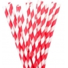 Трубочки для напитков бумажные D 10мм L 250мм полоска красный/белый