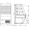 Витрина холодильная напольная ПОЛЮС F 13-07 VM 1,3-2 RAL9005+RAL3020 (CARBOMA 1260/700 ВХСп-1,3 стеклопакет)+LED подсветка 2700 К на полкуХ2