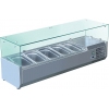 Витрина холодильная настольная, горизонтальная, для топпингов, L1.20м, 5GN1/4, +2/+8С, стат.охл., нерж.сталь, верхняя структура стекло