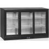 Стол холодильный для напитков, 300л, 3 двери-купе стекло, 6 полок 395х330мм, ножки, +2/+10С, чёрный, дин.охл., подсветка, R290a