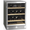 Шкаф холодильный для вина,  48бут. (155л), 1 дверь стекло, 4 полки, ножки, +5/+18С, дин.охл., черный+нерж.сталь, R600a, LED