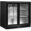 Стол холодильный для напитков, 190л, 2 двери-купе стекло, 4 полки 395х320мм, ножки, +2/+10С, чёрный, дин.охл., подсветка, R600a