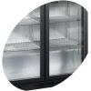 Стол холодильный д/напитков, 196л, 2 двери стекло распашные, 4 полки 395х330мм, ножки, +2/+10с, чёрный, стат.охл.+вентилятор, R600A, подсветка