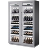 Шкаф холодильный для вина, 132бут., 2 двери стекло, 4 стойки+6 ящиков, ножки, +4/+10С и +12/+18С, стат.охл., LED, серый алюминий, R290, рама серая
