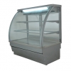 Витрина холодильная напольная, горизонтальная, кондитерская, L1.26м, 2 полки, 0/+8С, стат.охл., белая, стекло фронтальное гнутое