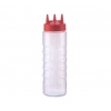 Бутылка для соуса 710мл D 7,5см с тремя носиками, красная крышка, пластик